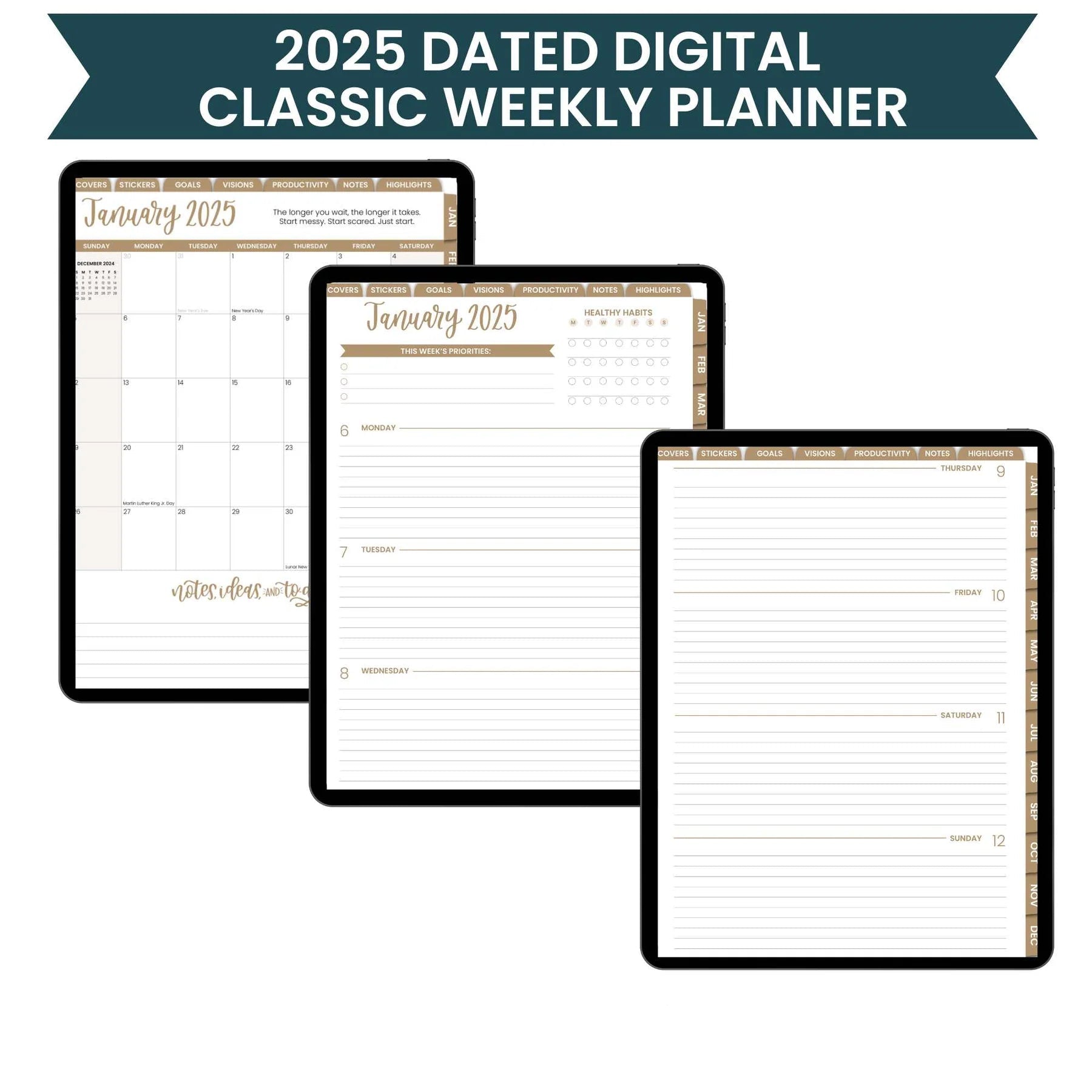 Digital 2025 Classic Planner, for Digital Planning on iPad