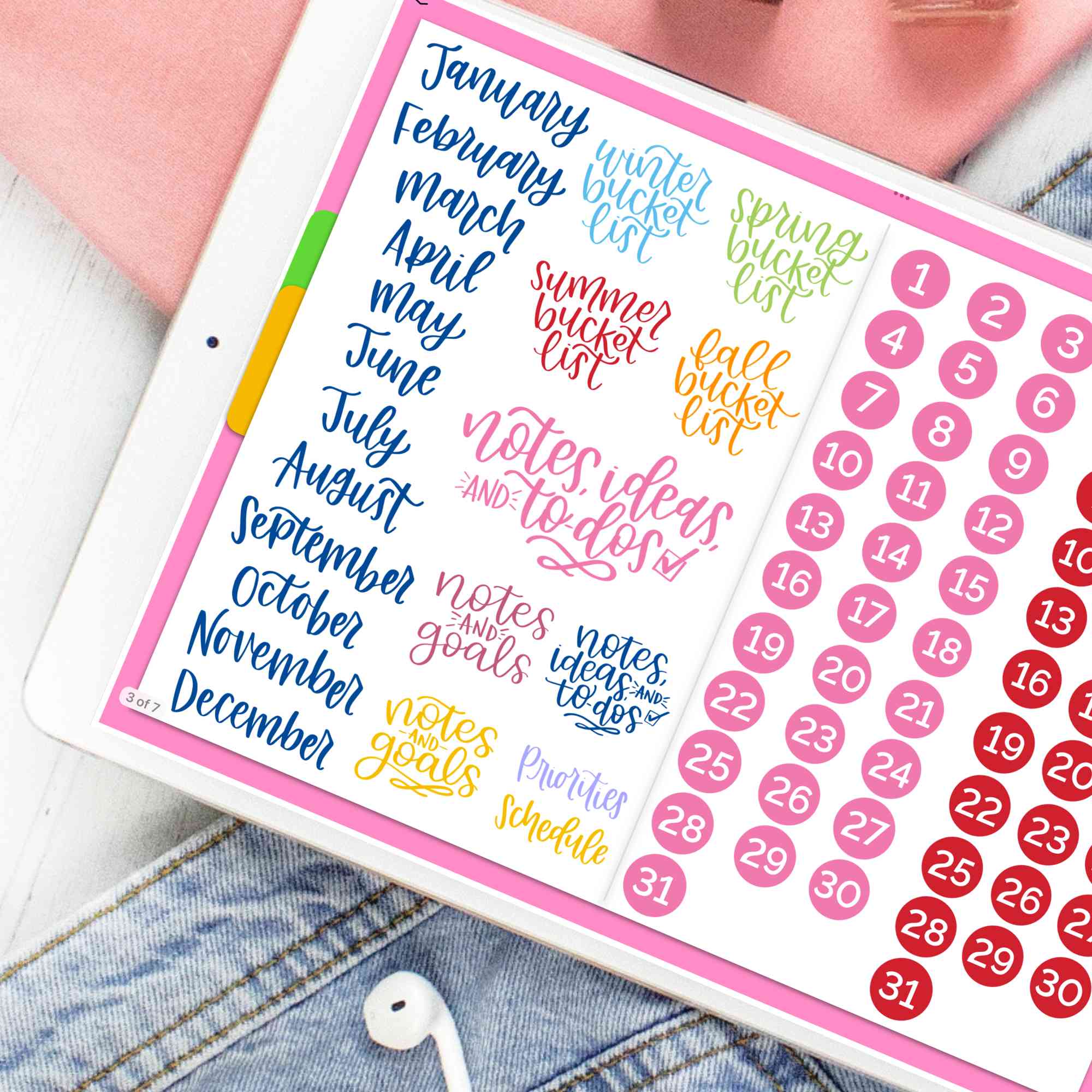 Digital Sticker Pack, Calendar Essentials V1