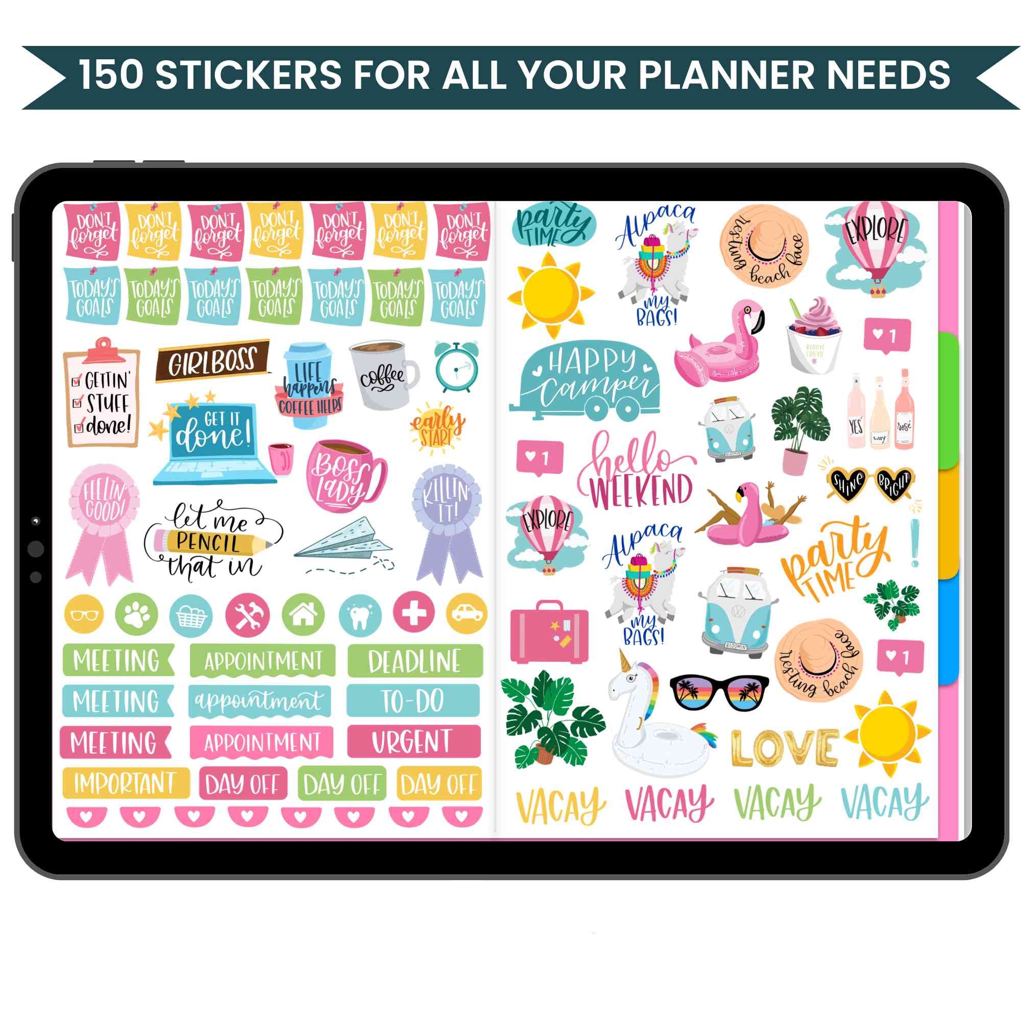 Digital Sticker Pack, Productivity Stickers