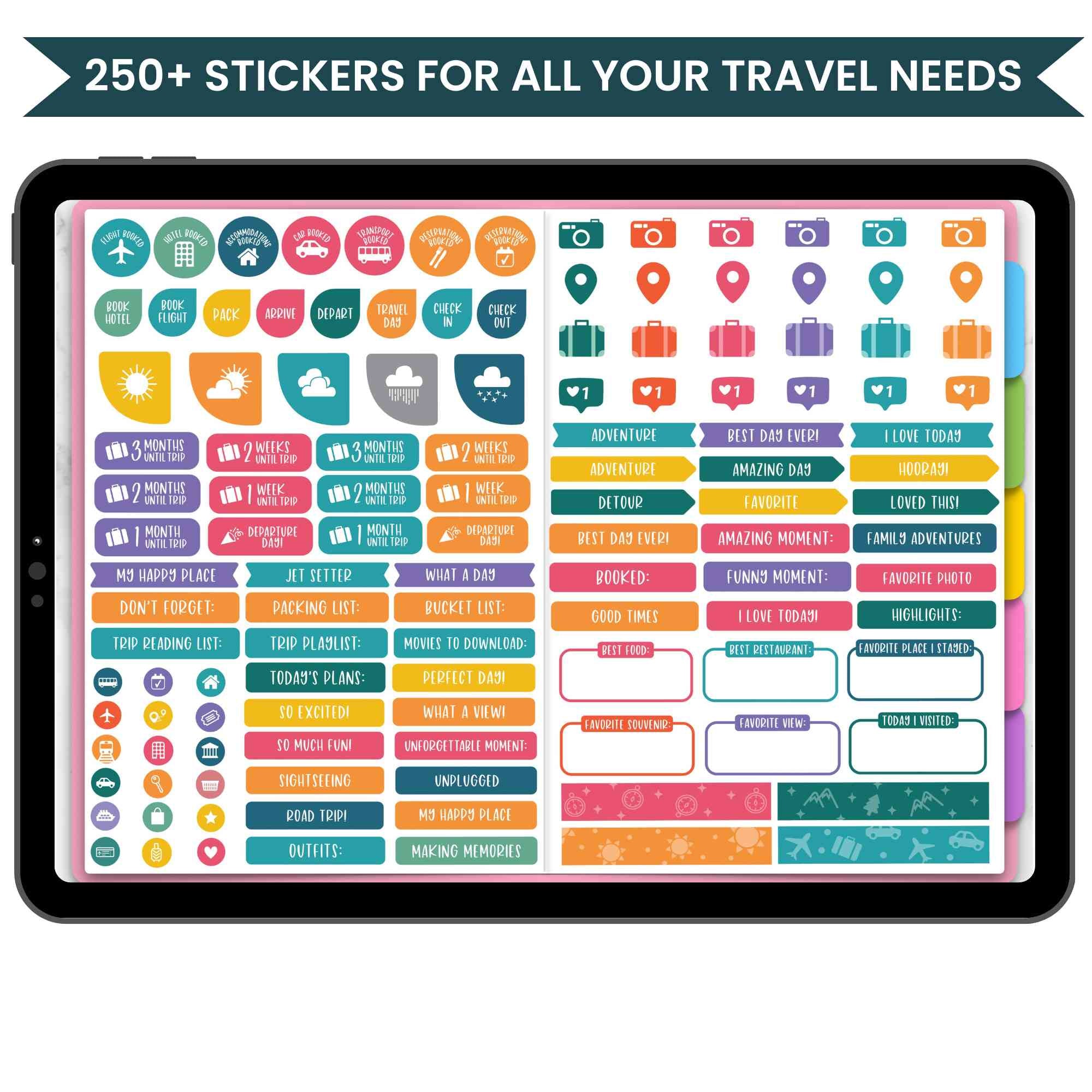 Digital Sticker Pack, Travel Stickers V2