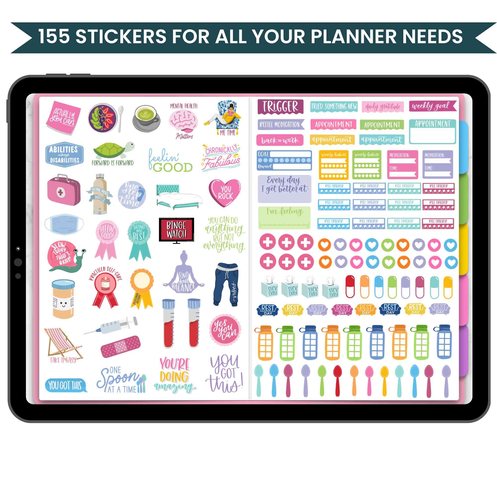 Digital Sticker Pack, Chronic Illness Stickers