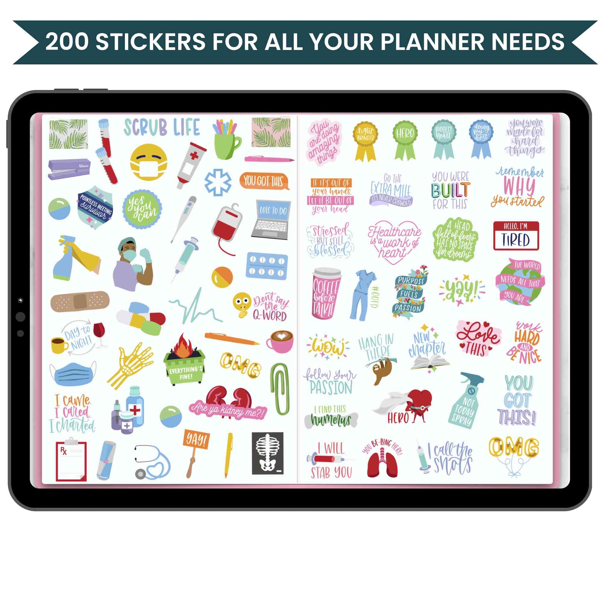 Digital Sticker Pack, Healthcare Heroes Stickers