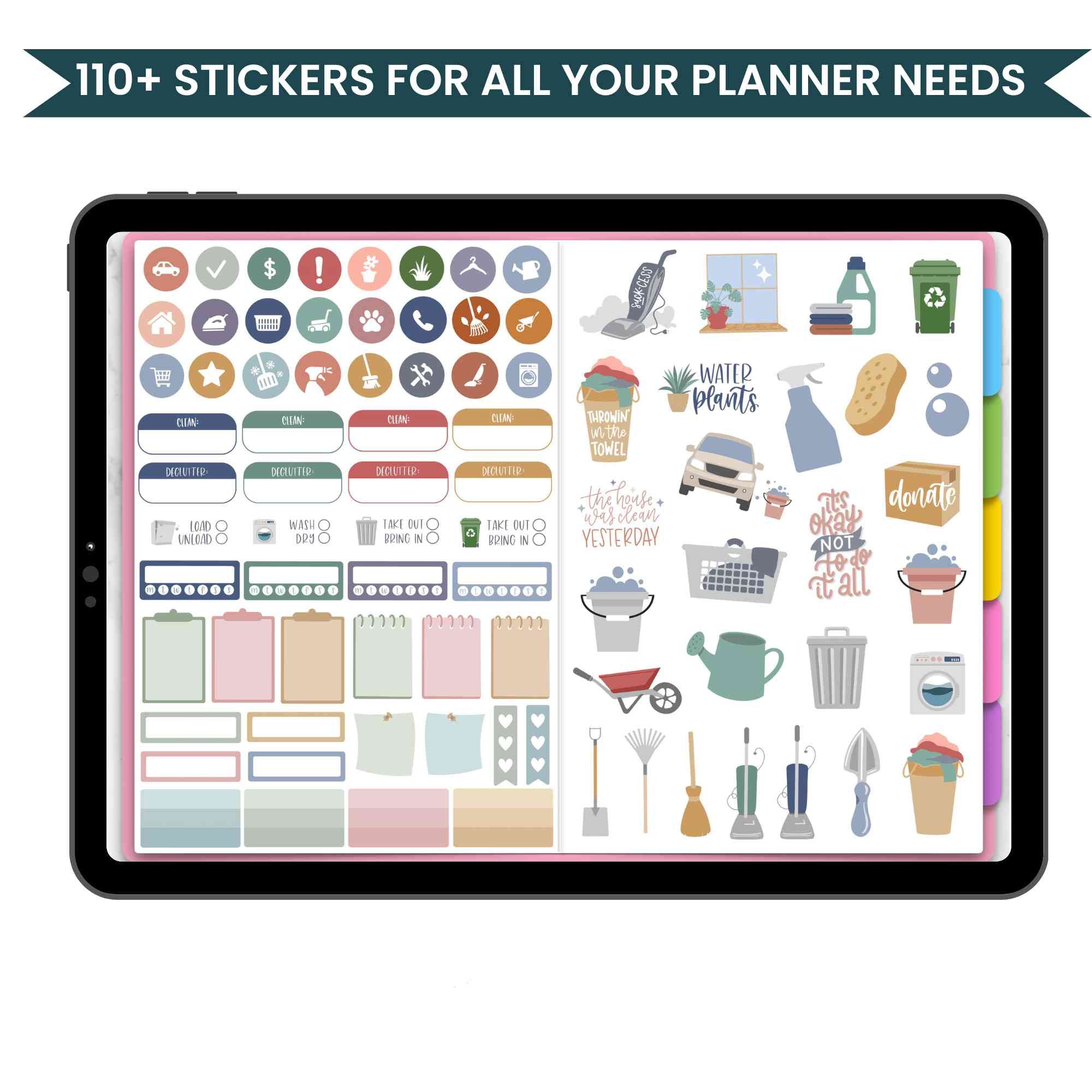 Digital Sticker Pack, Household Chores Stickers